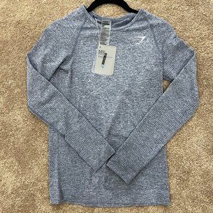 NWT Gymshark Vital Seamless Long Sleeve Steel Blue Marl L